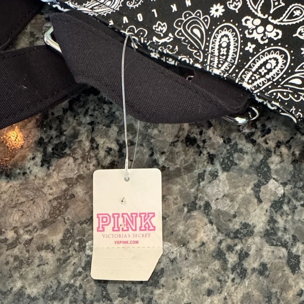 PINK Victoria's Secret Black and White Paisley Backpack NWT